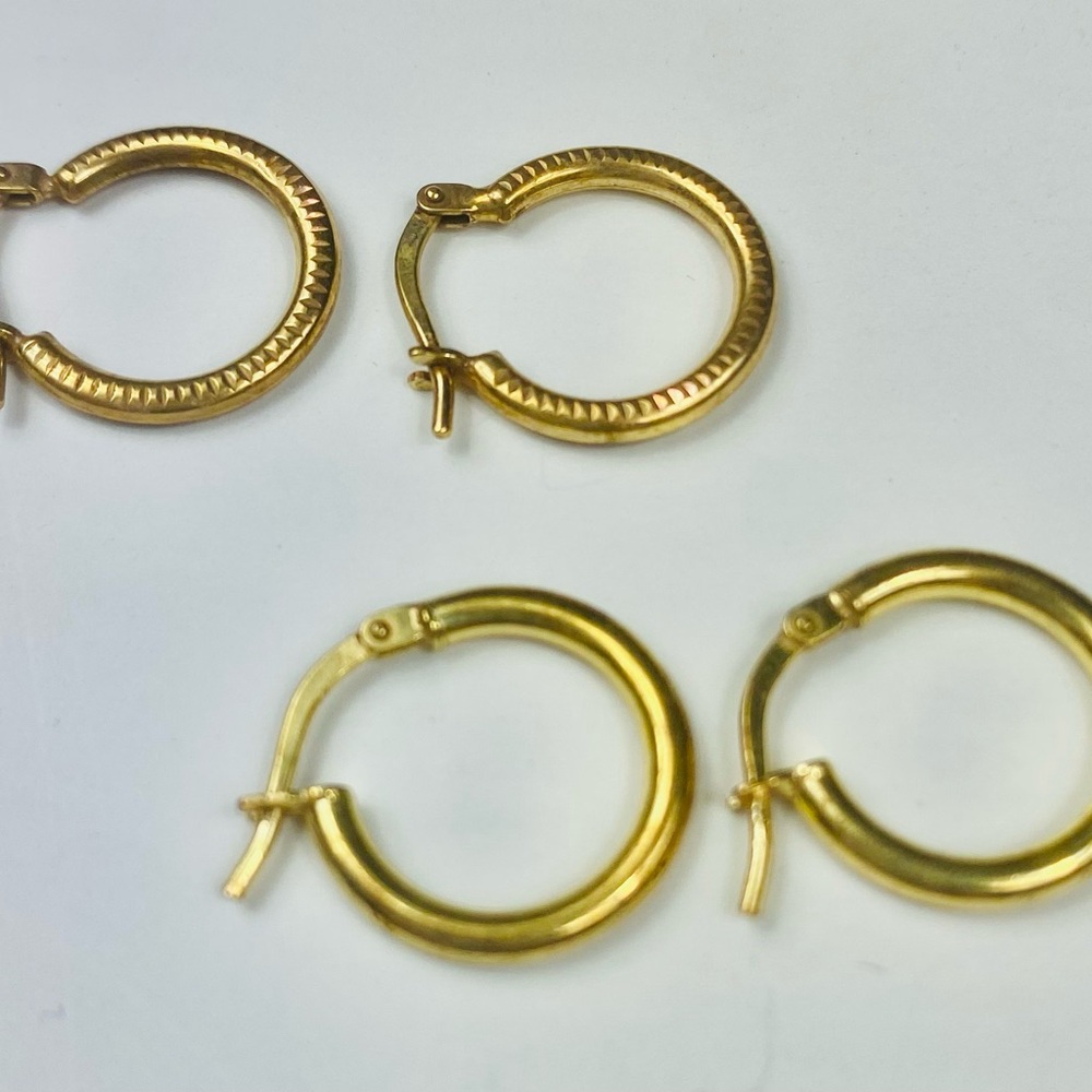 2 Pair 10k GP over Sterling Small Hoop Earrings Marked MOM JORDAN